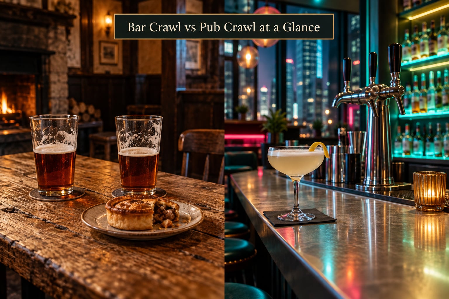 Bar Crawl vs Pub Crawl at a Glance