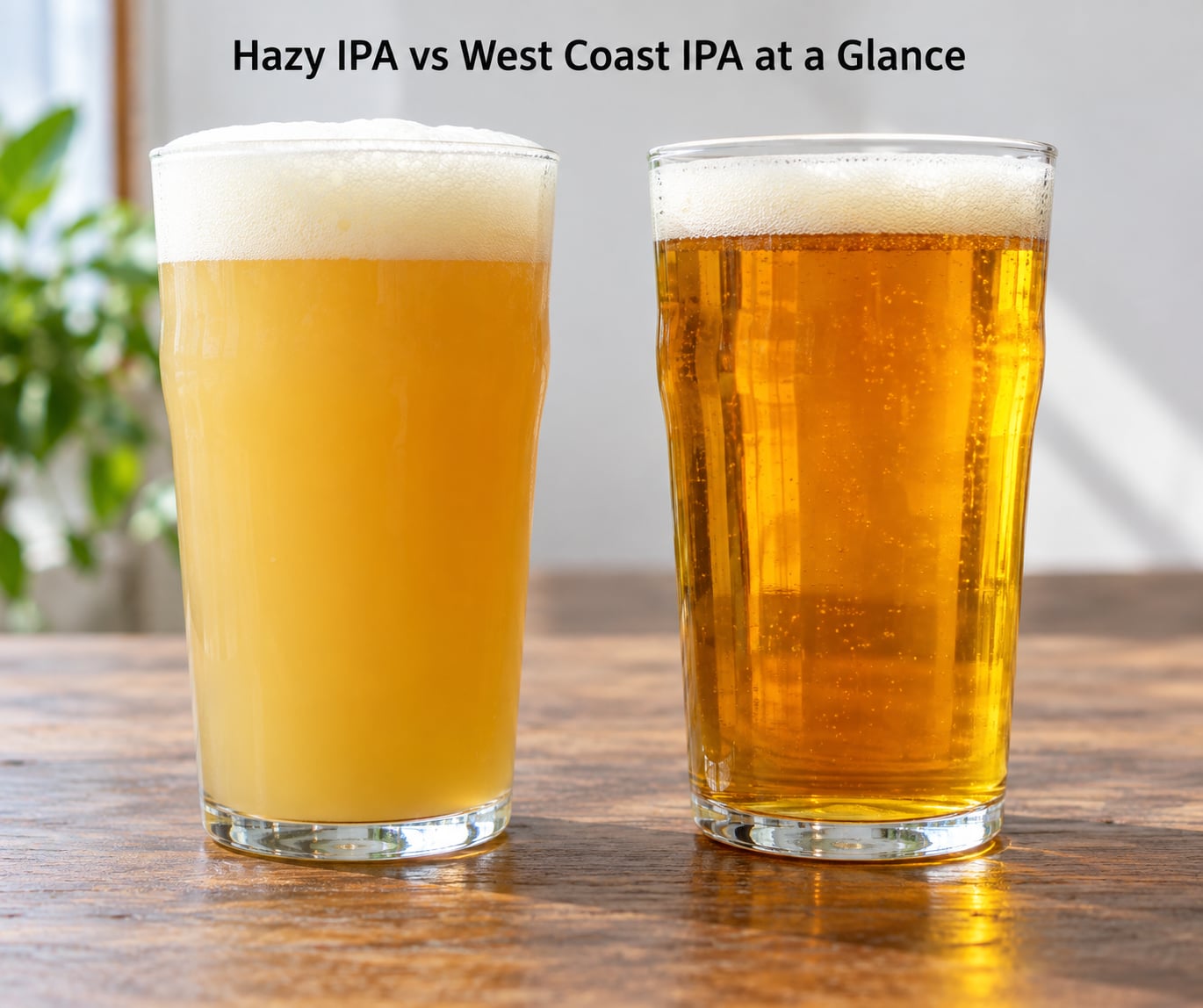 Hazy IPA vs West Coast IPA at a Glance