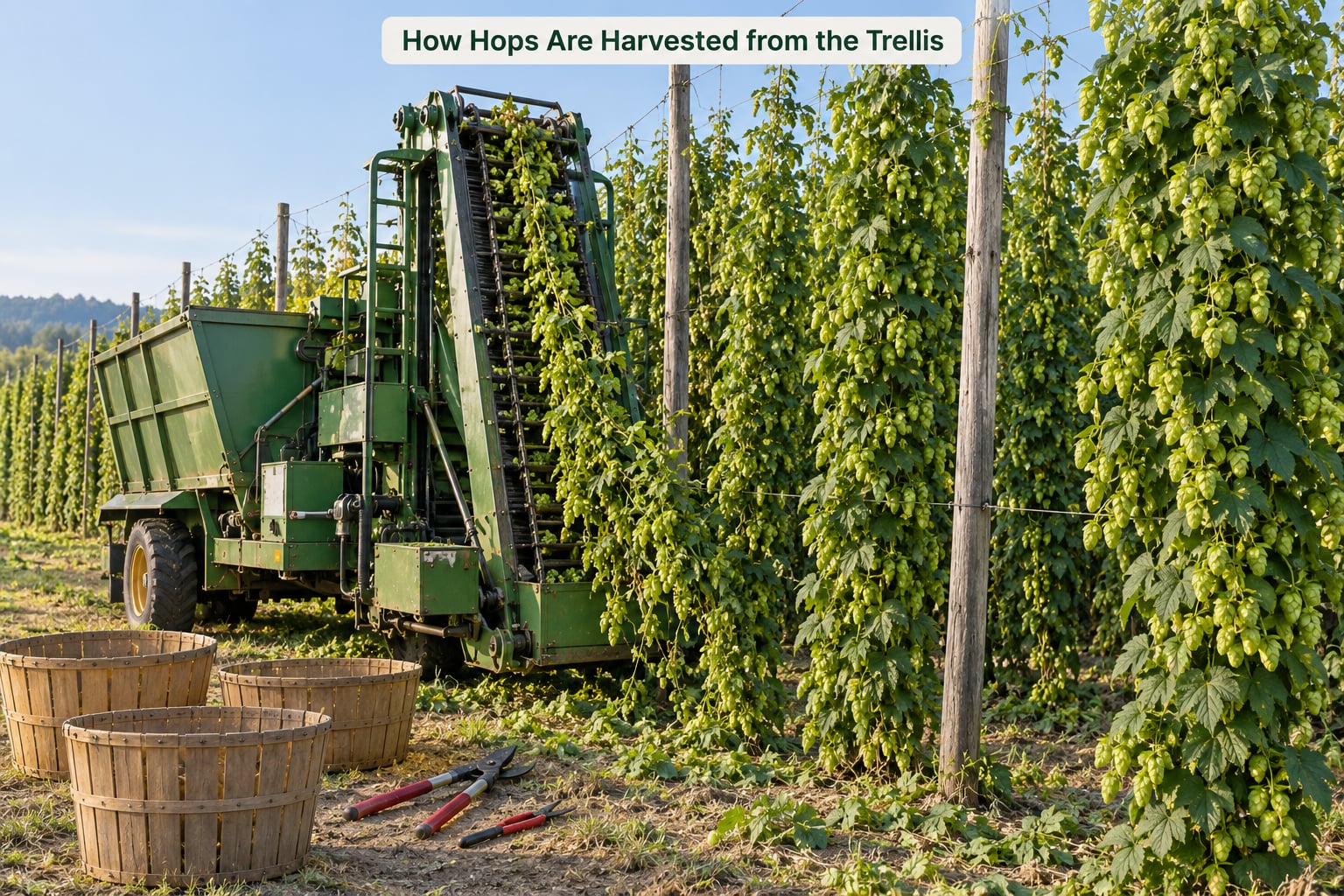 How Hops Are Harvested from the Trellis