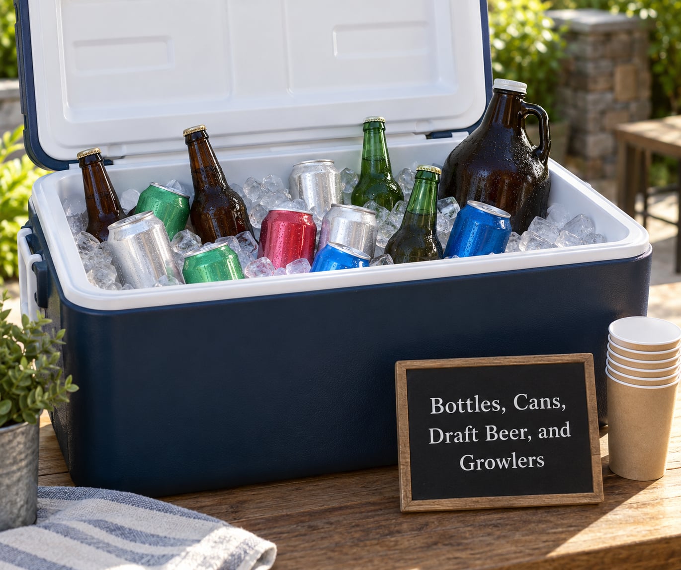 Bottles, Cans, Draft Beer, and Growlers