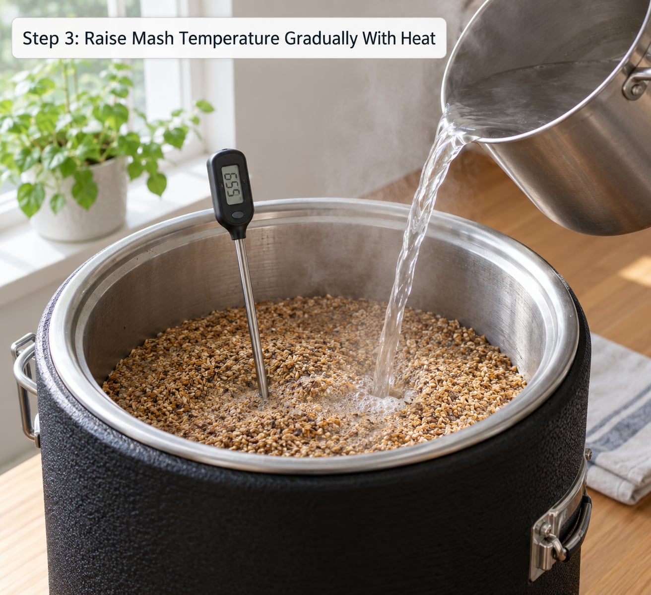 Step 3: Raise Mash Temperature Gradually With Heat