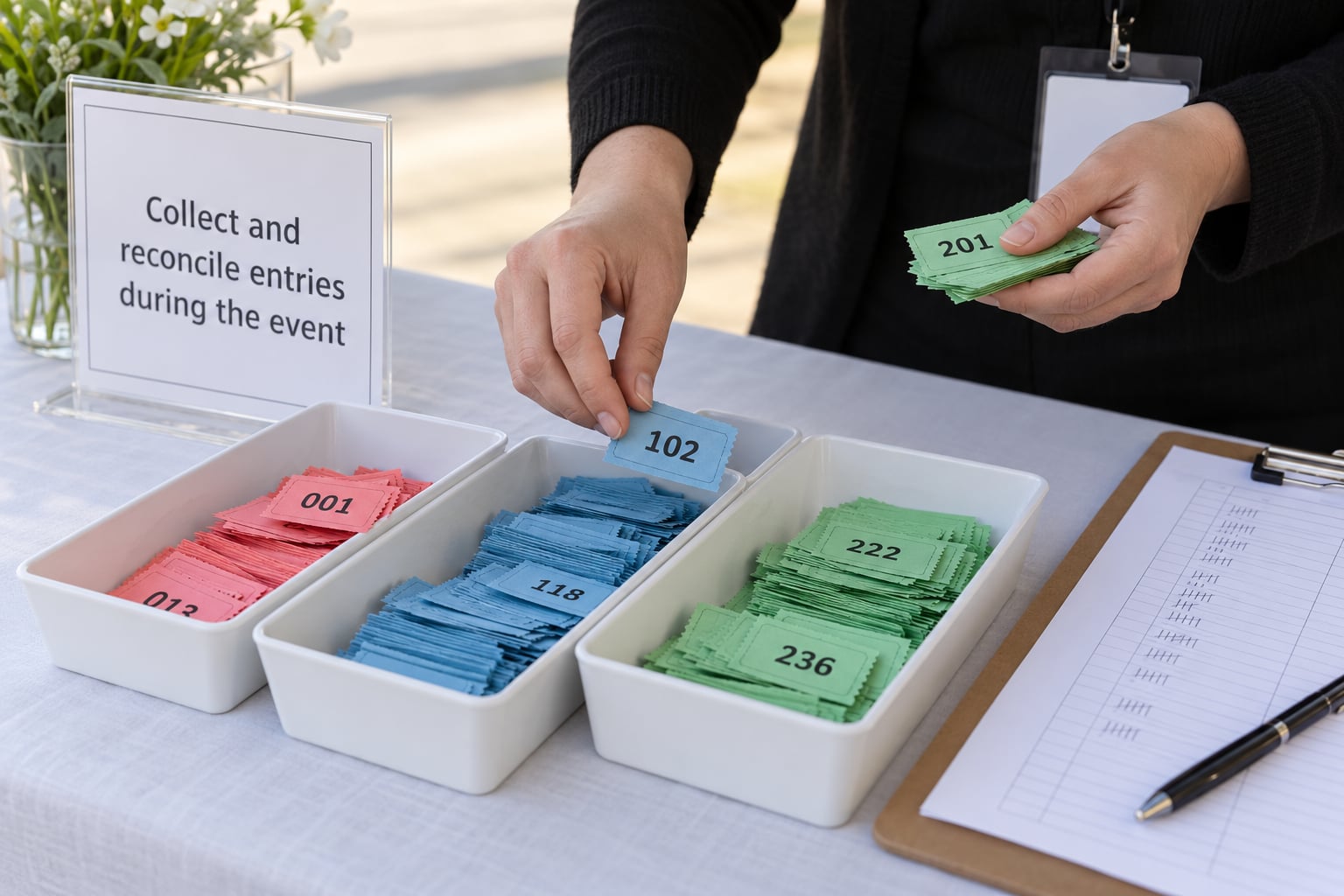 Collect and reconcile entries during the event