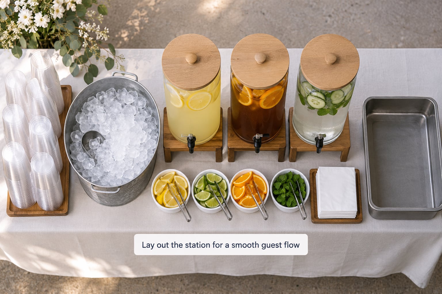 Lay out the station for a smooth guest flow