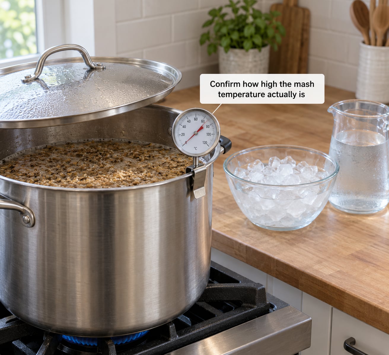 Confirm how high the mash temperature actually is